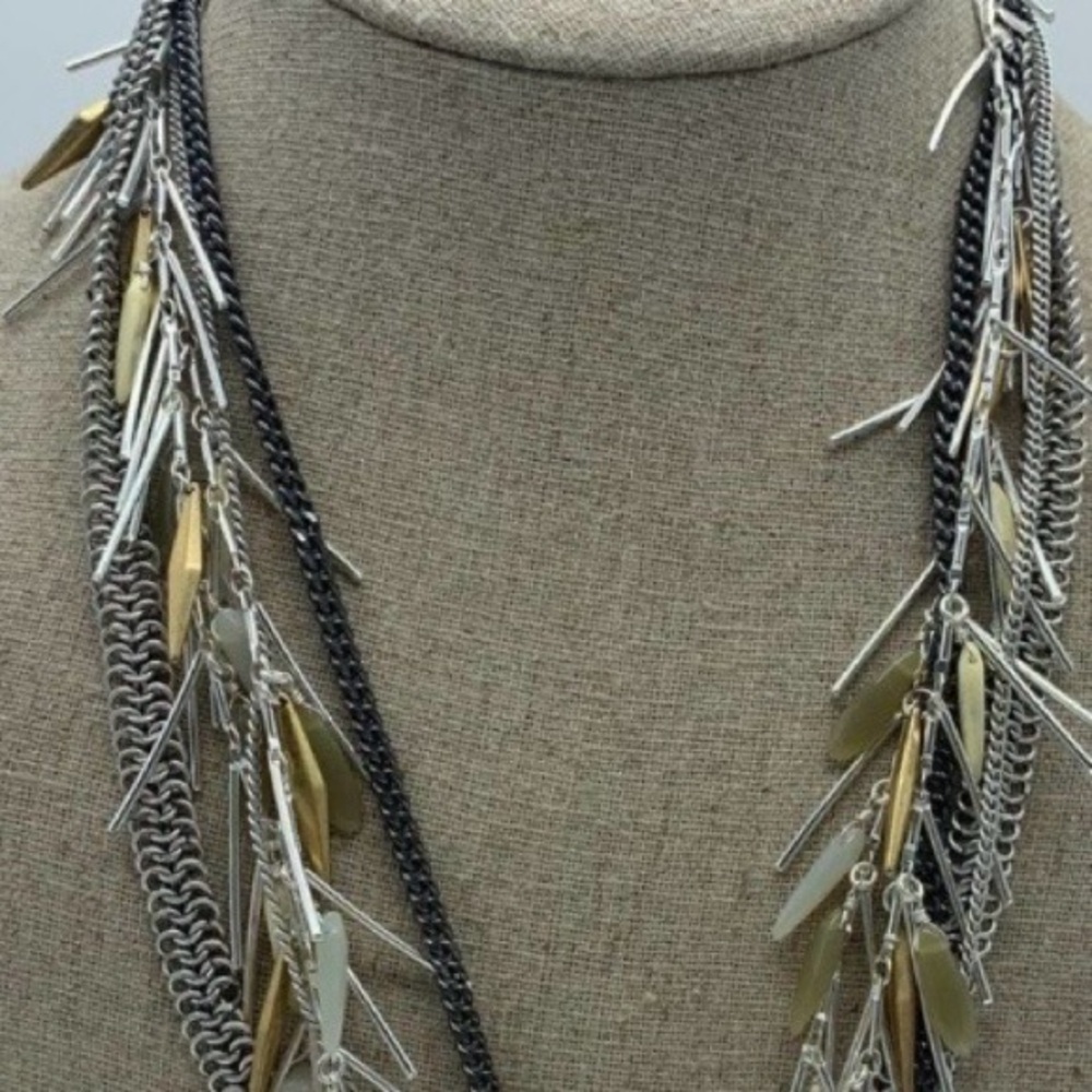 Stella & Dot Freya Fringe necklace  multi strand Mixed Metals - Picture 10 of 10